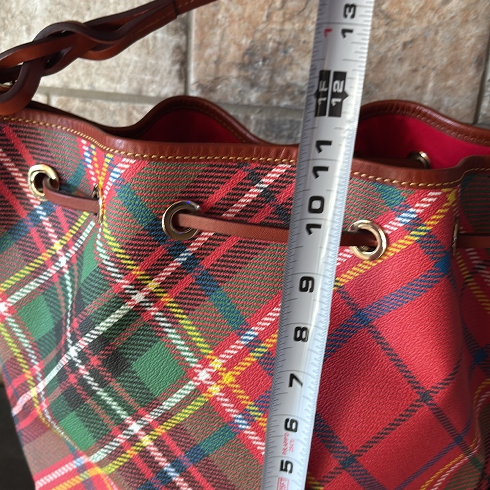 NWOT Dooney & Bourke Red Plaid Bucket Bag - Picture 4 of 8